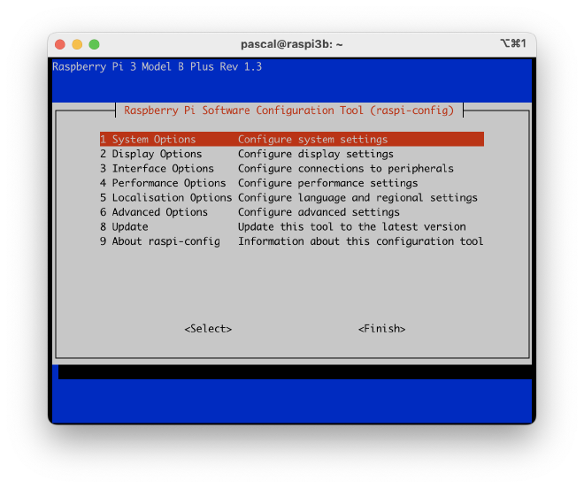 raspi-config screenshot