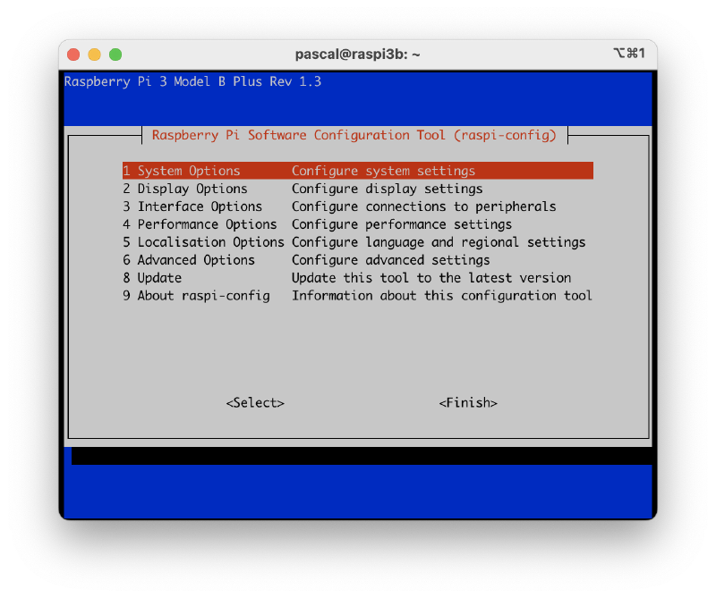 raspi-config screenshot